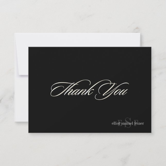 PixDezines Classic Monogramme Merci cartes, Plat (Devant)