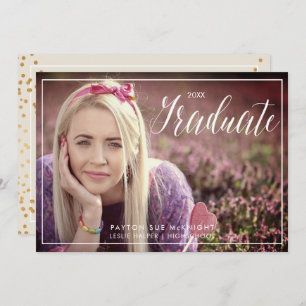 PixDezines Classy Faux Gold Confetti Graduation Invitation