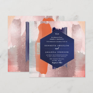 PixDezines Colour Block Modern Art Coral Blush Nav Invitation