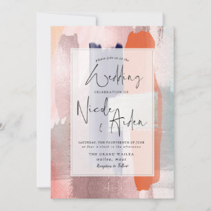 PixDezines Colour Block Navy, Rose Gold Blush Invitation