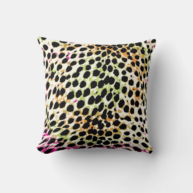 PixDezines colourful cheetah/diy colours Throw Pillow (Front)