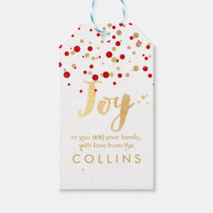 PixDezines Confetti/Red/Faux Gold/DIY background Gift Tags