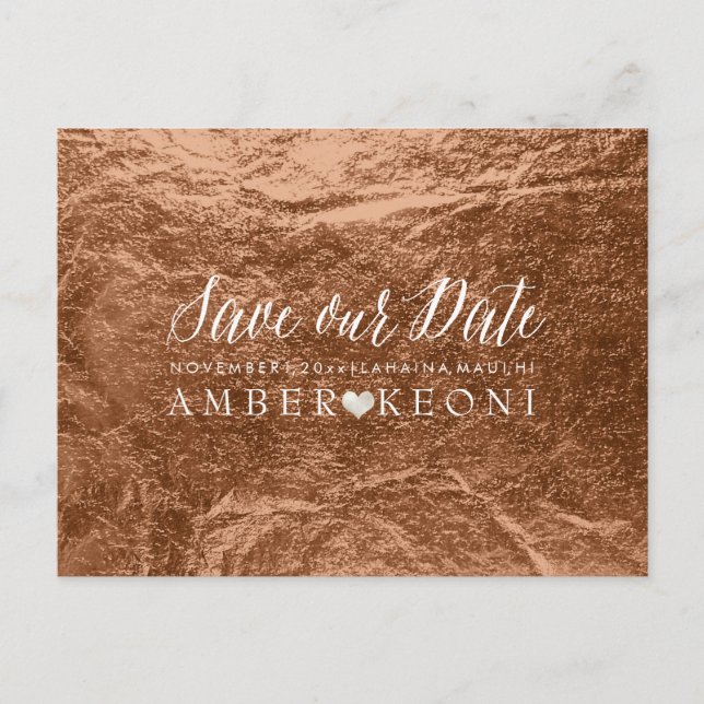 PixDezines Copper/Bronze/Faux Foil/Save Date Announcement Postcard (Front)