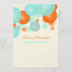 PixDezines  coral+blue lanterns/diy colour Invitation