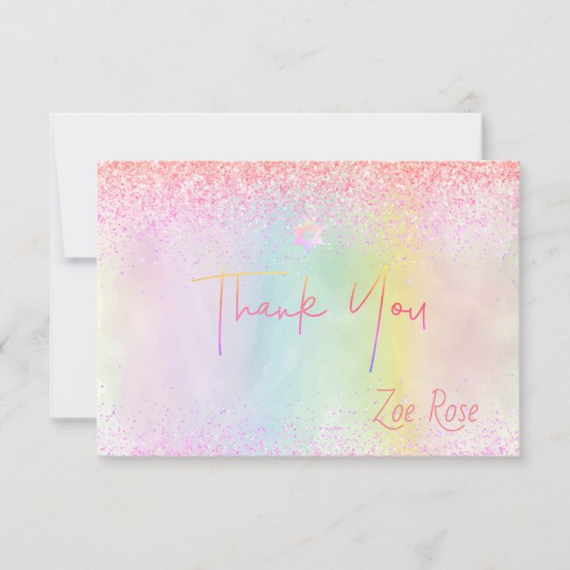 PixDezines Cotton Candy Bat Mitzvah Thank You Card (Front)