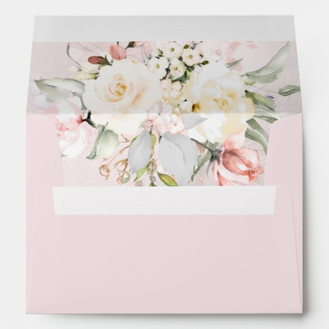 PixDezines Cream n Blush Roses Return Address  Envelope (Back (Bottom))