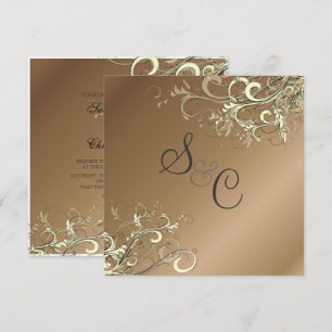 PixDezines CREAM SWIRLS/FAUX COPPER BACKGROUND Invitation