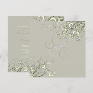 PixDezines cream swirls+graphite/DIY background Invitation