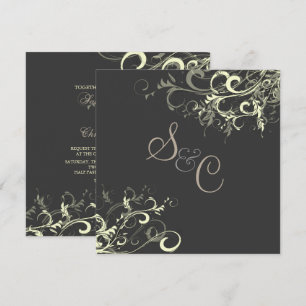 PixDezines cream swirls+graphite Invitation