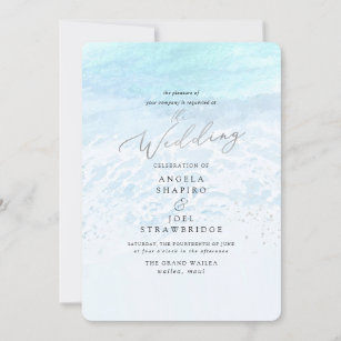 PixDezines Crystal Blue Shoreline, Beach Wedding Invitation