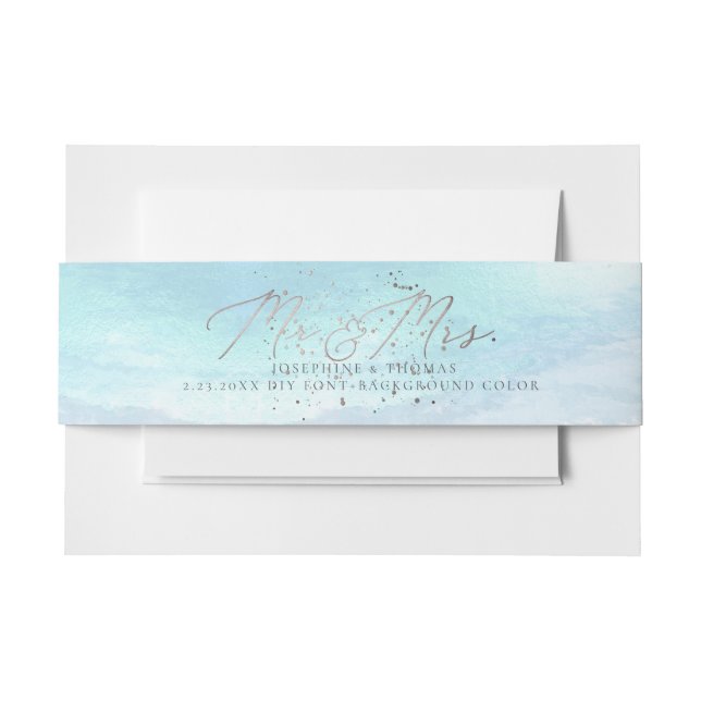PixDezines Crystal Blue Shoreline Coastal, Beach Invitation Belly Band (Front Example)