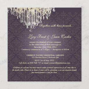 PixDezines Crystal Chandelier + Celine Damask Invitation