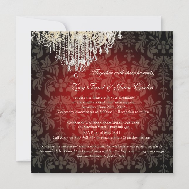 PixDezines Crystal Chandelier/DIY background colou Invitation (Front)