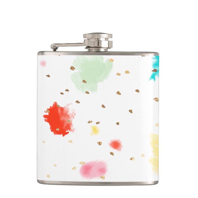 PixDezines Cupcake Sprinkles/Faux Gold Hip Flask (Front)