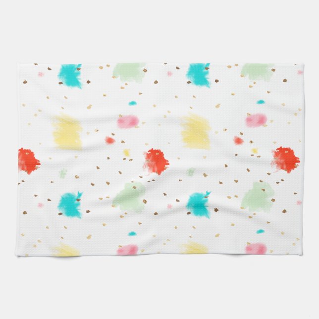 PixDezines Cupcake Sprinkles/Faux Gold Kitchen Towel (Horizontal)