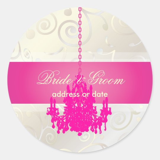 PixDezines Cupcakes Swirls+Hot Pink Chandelier Classic Round Sticker