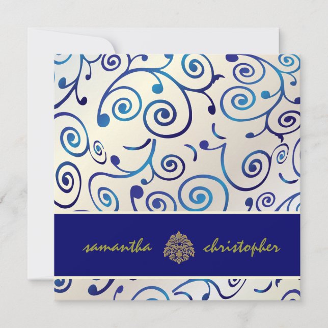 PixDezines Cupcakes Swirls in blue + pearl Invitation (Front)