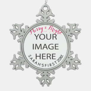 PixDezines customize this snowflake Pewter Christmas Ornament