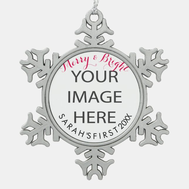 PixDezines customize this snowflake Snowflake Pewter Christmas Ornament (Front)