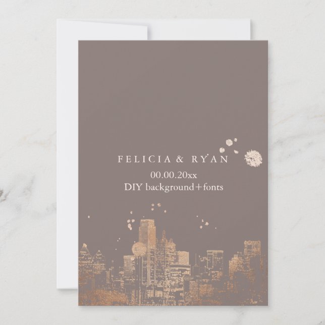 PixDezines Dallas Skyline/Pink Gold/DIY Bckgrnd Invitation (Front)