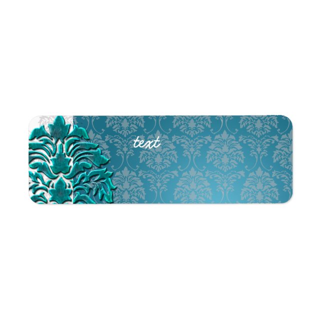 PixDezines Damask 1, turquoise (Devant)