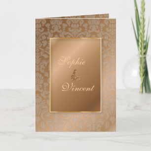PixDezines Damask 4, Cuivre, invitations pliées