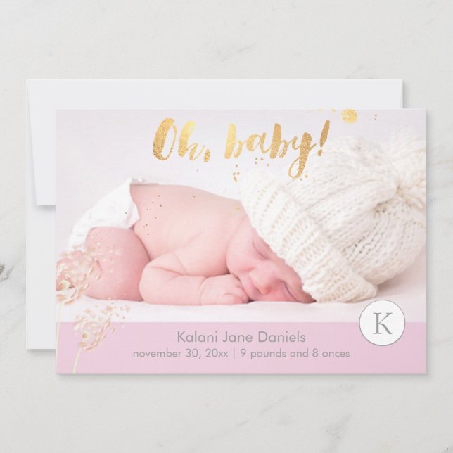 PixDezines dandelions birth announcement (Front)