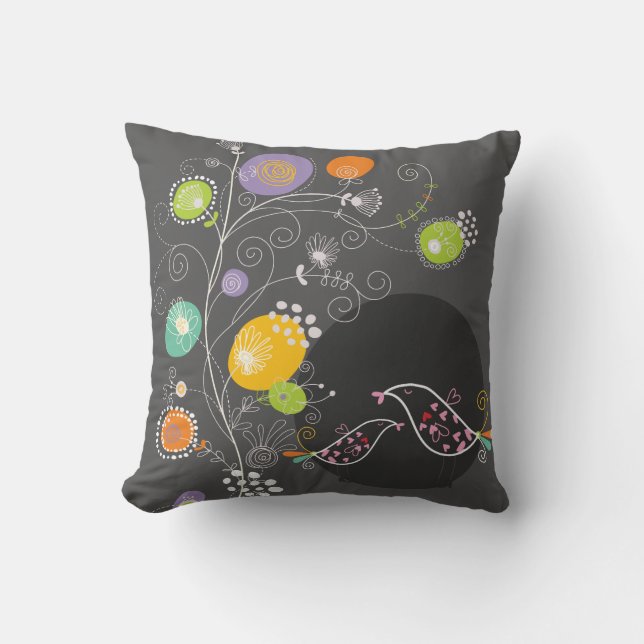 PixDezines dandelions, daisies+roses Throw Pillow (Front)