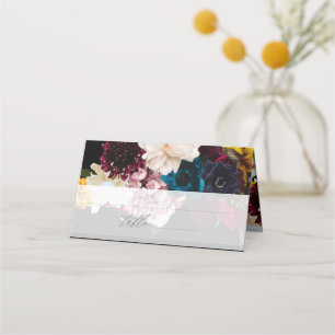 PixDezines Dark Moody Flowers Place Card