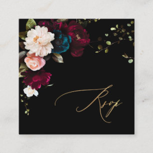 PixDezines Dark Moody Flowers RSVP Encl Card