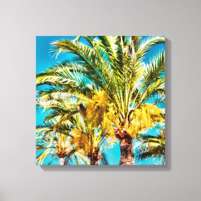 PixDezines Date Palms/Aqua Blue Canvas Print (Front)