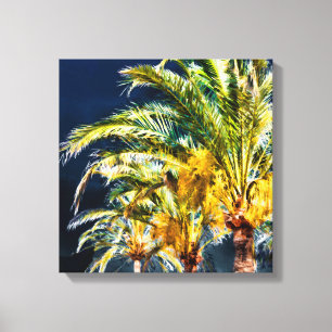 PixDezines Date Palms/Midnight Blue Canvas Print