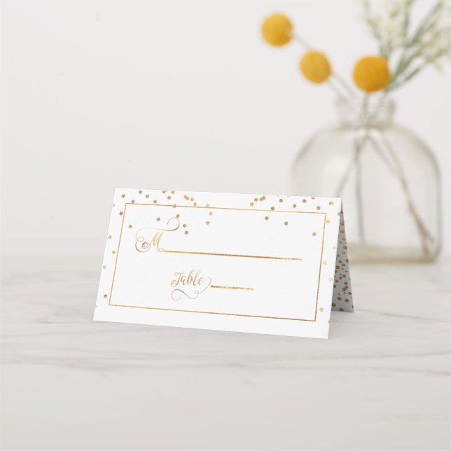 PixDezines Dazzled Faux Gold Confetti Placecards (Front)