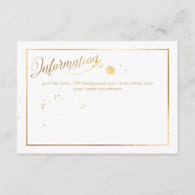 PixDezines Dazzled/Faux Gold Information Enclosure Card (Front)
