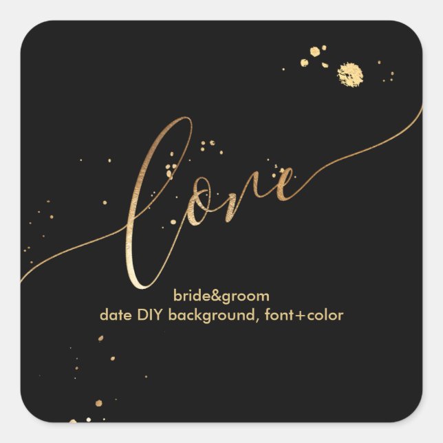 PixDezines dazzled faux gold/love Square Sticker (Front)