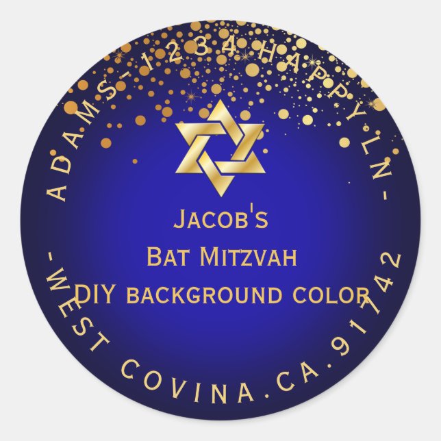 PixDezines dazzled/faux gold/mitzvah/DIY colour Classic Round Sticker (Front)