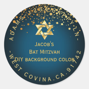 PixDezines dazzled/faux gold/mitzvah/DIY colour Classic Round Sticker