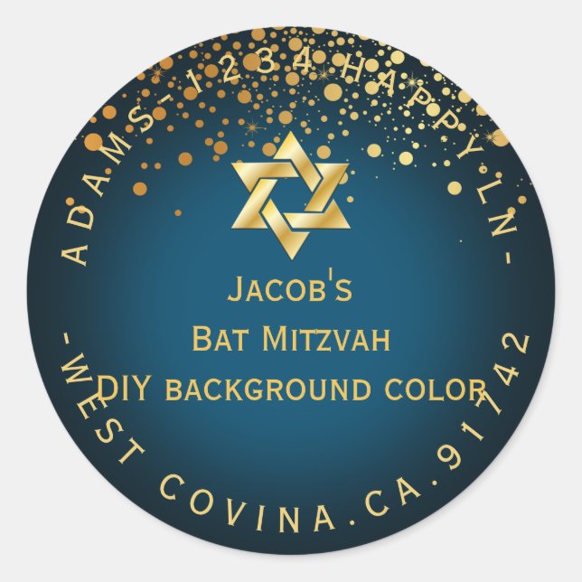 PixDezines dazzled/faux gold/mitzvah/DIY colour Classic Round Sticker (Front)