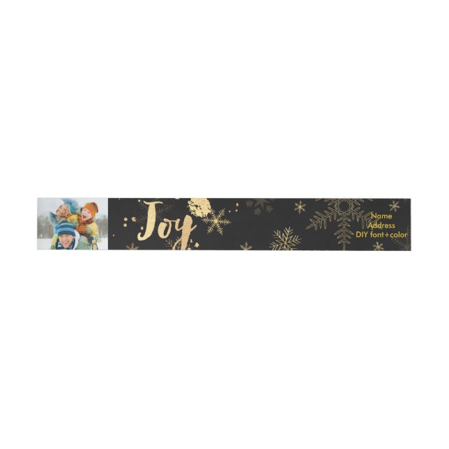 PixDezines dazzled gold snowflakes/holiday joy Wrap Around Label (Individual)