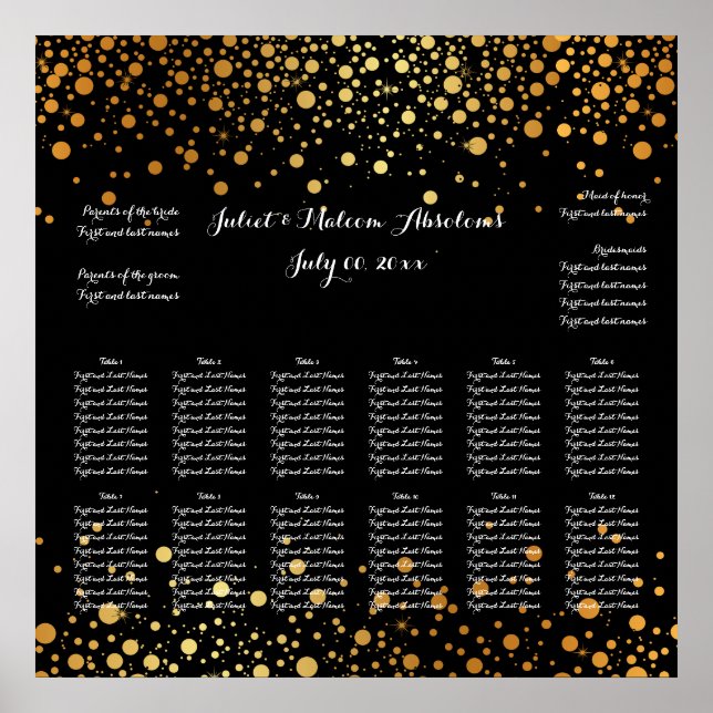 PixDezines dazzled/gold specks/seating chart (Front)