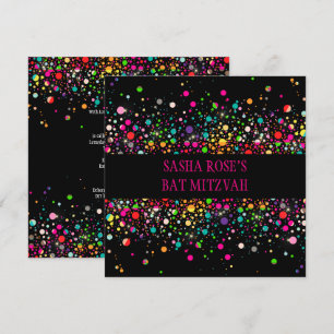PixDezines Dazzled/Neon Specks/Bat Mitzvah Invitation