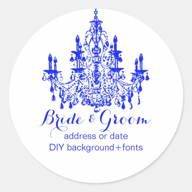 PixDezines dazzling blue chandelier Classic Round Sticker (Front)
