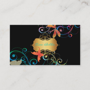 PixDezines Ddragonflies Butterflies Rainbow Swirls Business Card