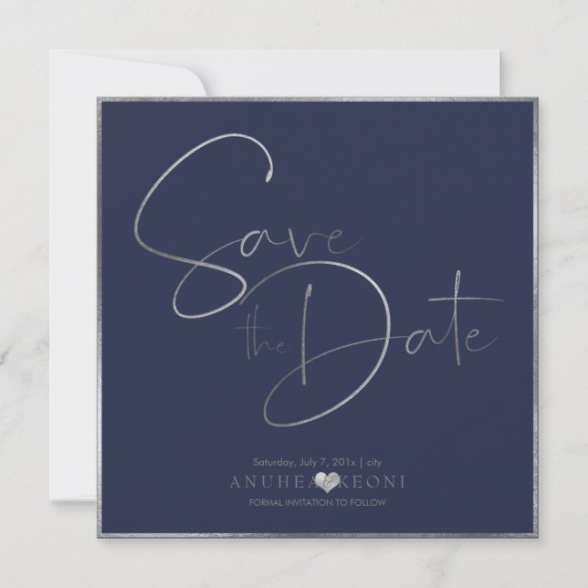 PixDezines DELICATE LOVE FAUX SILVER|BOTANICA Save The Date (Front)