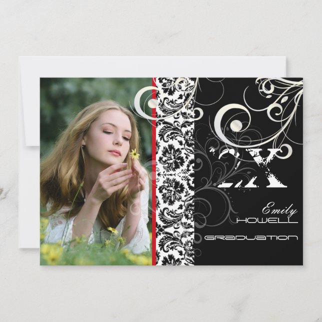 PixDezines DESIREE DAMASK+SWIRLS, GRADUATION Invitation (Front)