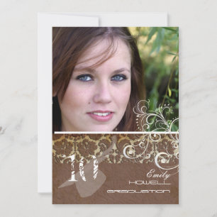 PixDezines Desiree Damask+Swirls Graduation Invitation