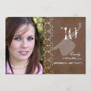 PixDezines Desiree Damask+Swirls Graduation Invitation