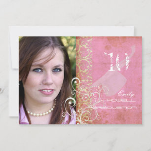 PixDezines Desiree Damask/Vintage+Pink Invitation