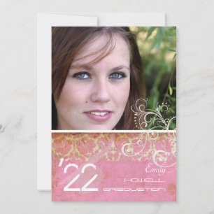 PixDezines Desiree Damask/Vintage+Pink Invitation