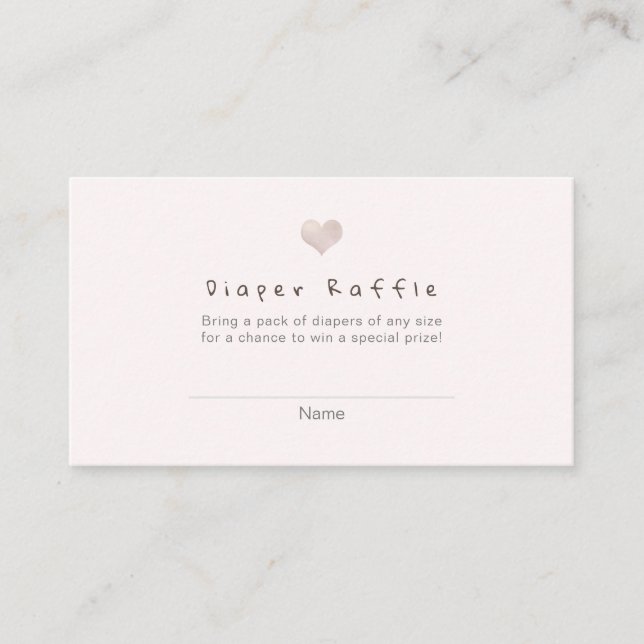 PixDezines Diaper Raffle Blush Heart Enclosure Card (Front)